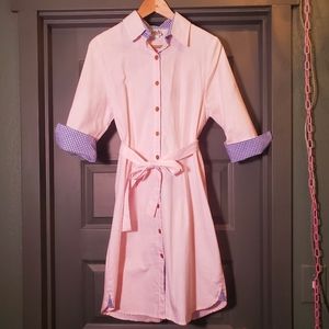 Haley and the Hound pink and blue-checkered shirt dress Size 8 with belt